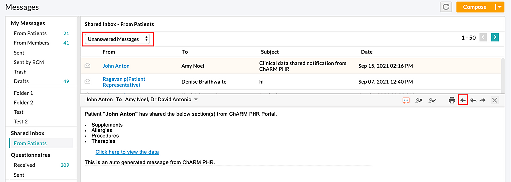 Access Patient Messages