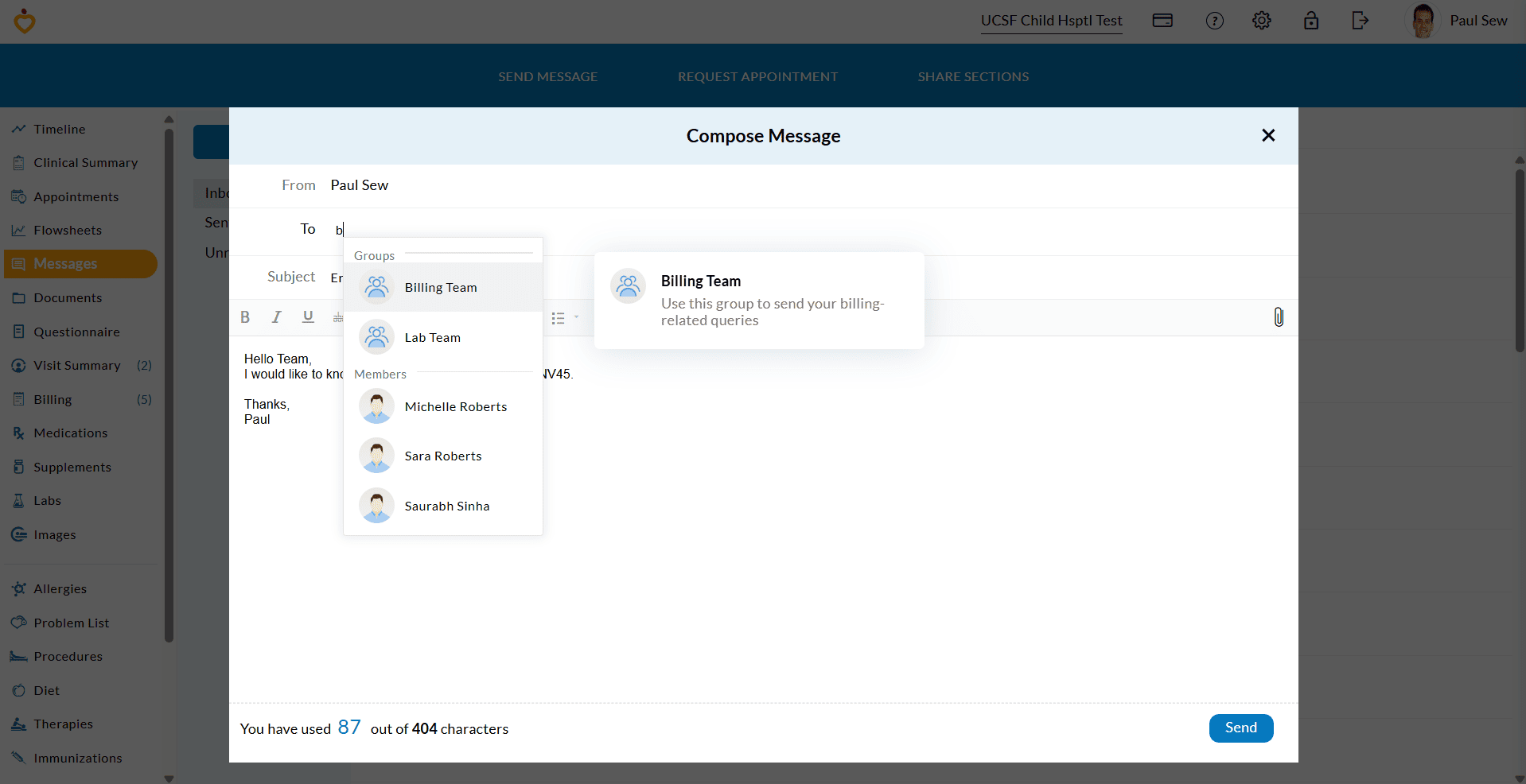 PHR Compose Message