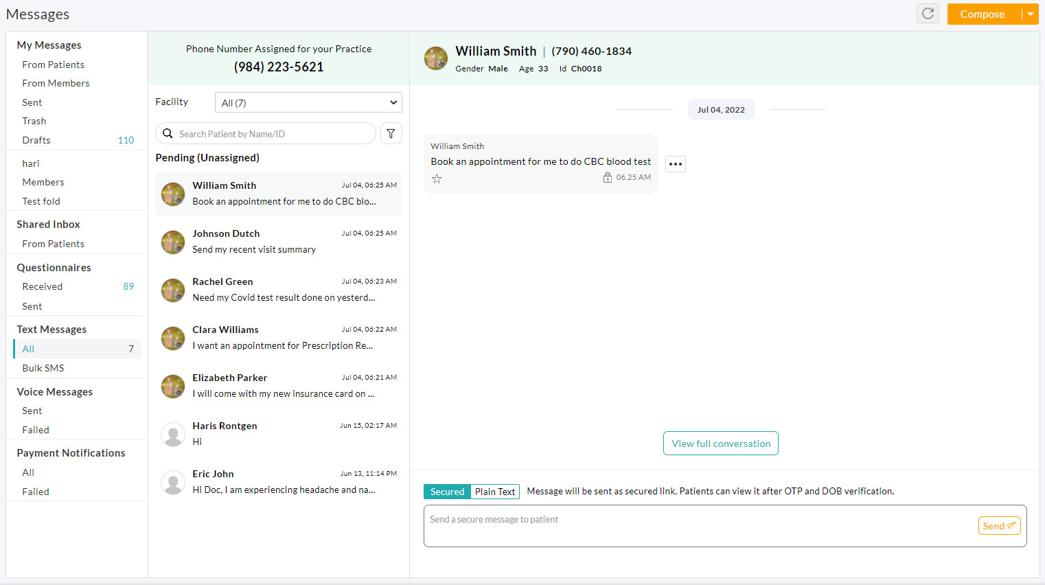Send Text Messages to Patients