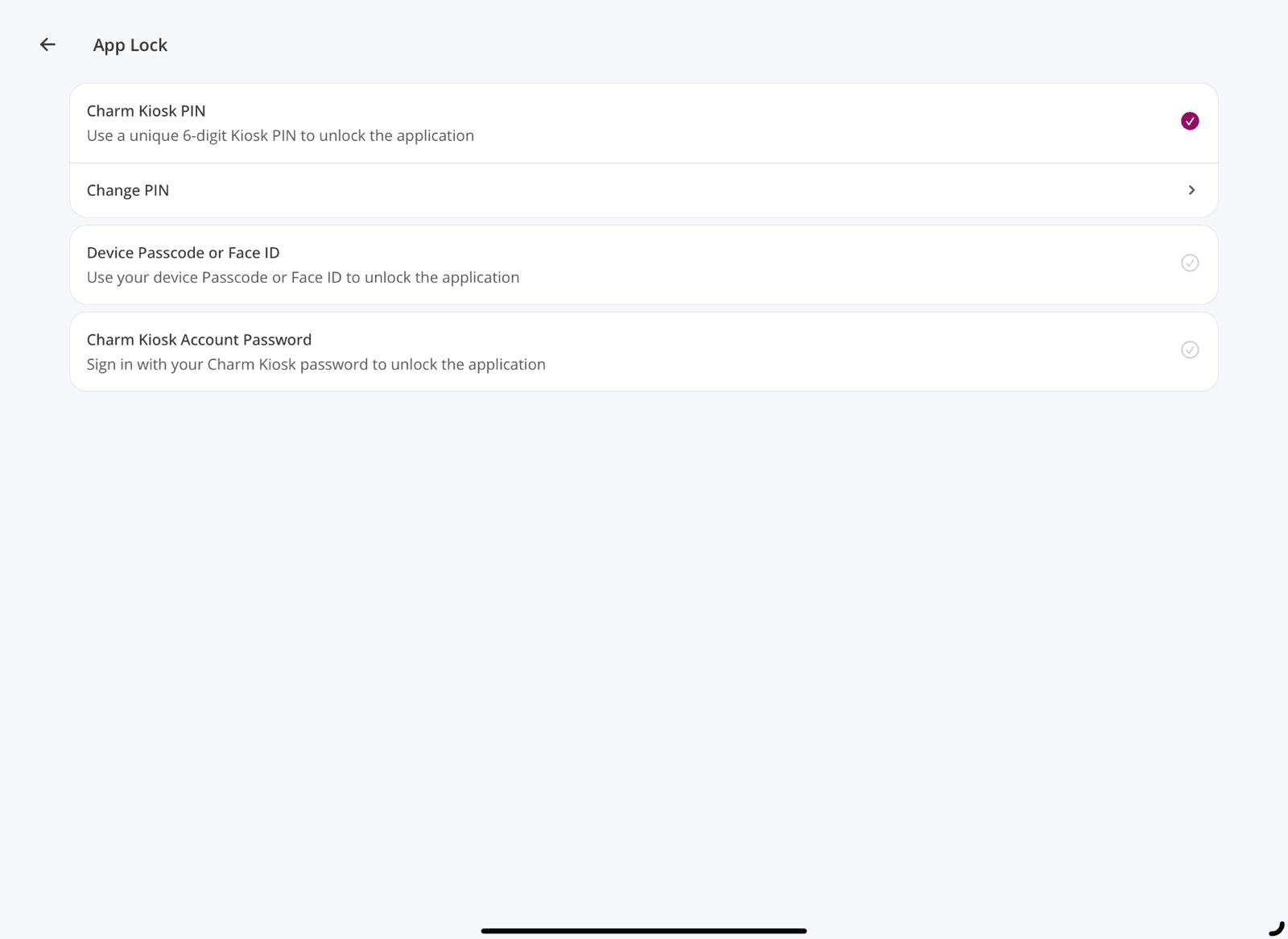 App Lock Methods in Settings