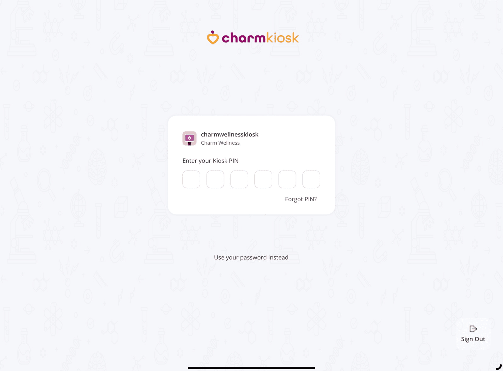 Charm Kiosk Lock Screen