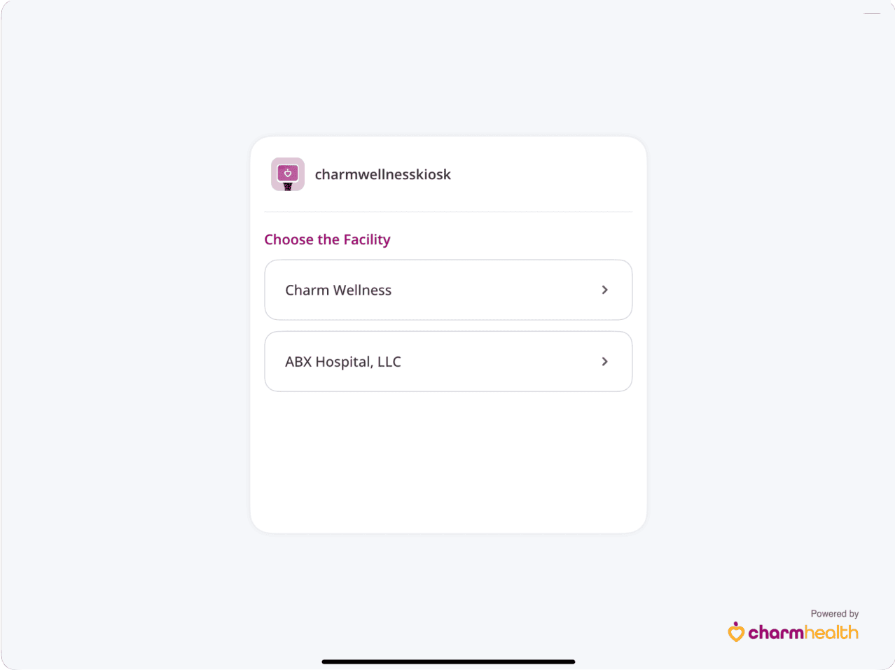 Kiosk Choose Facility