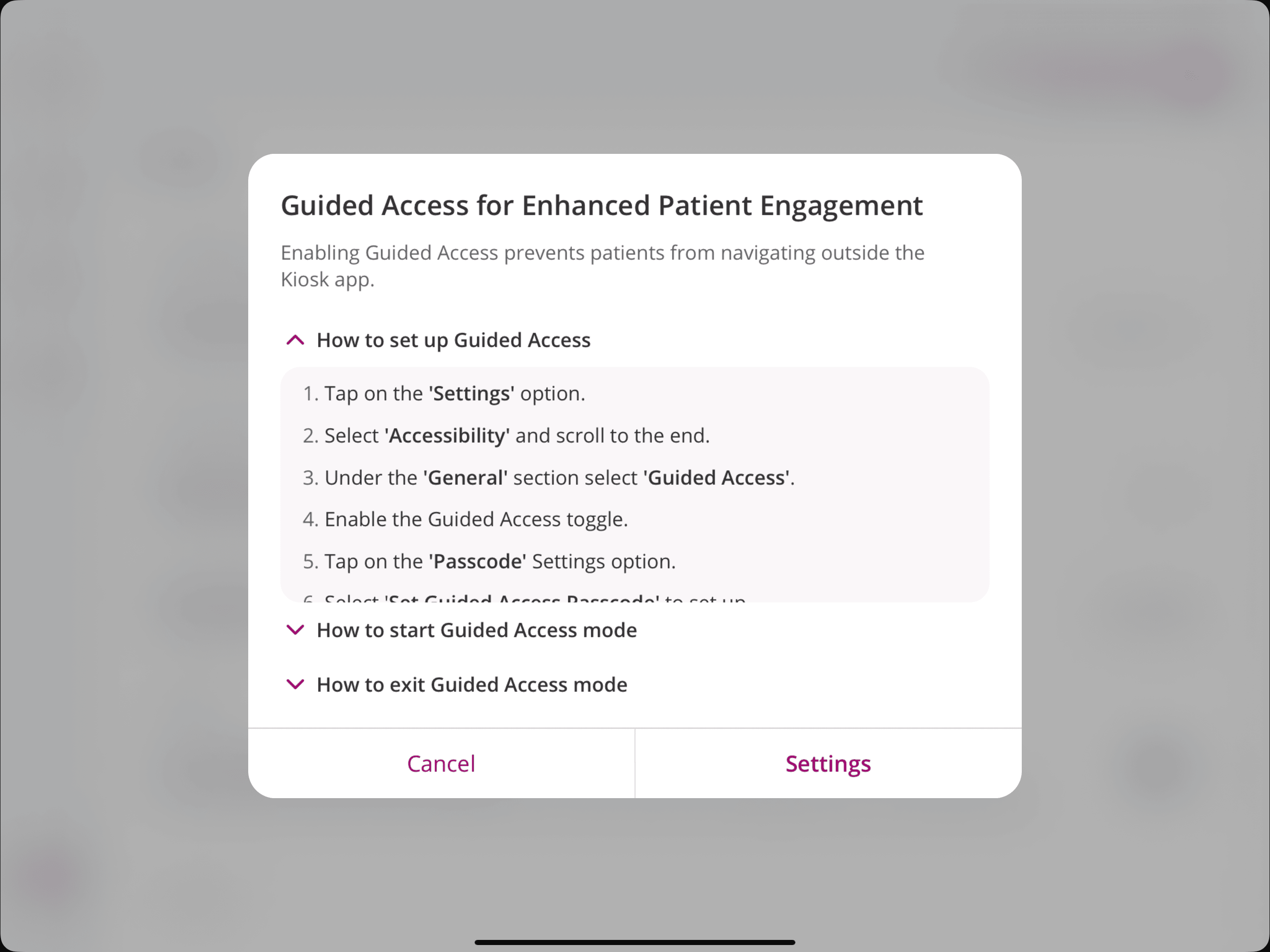 Kiosk Enable Guided Access