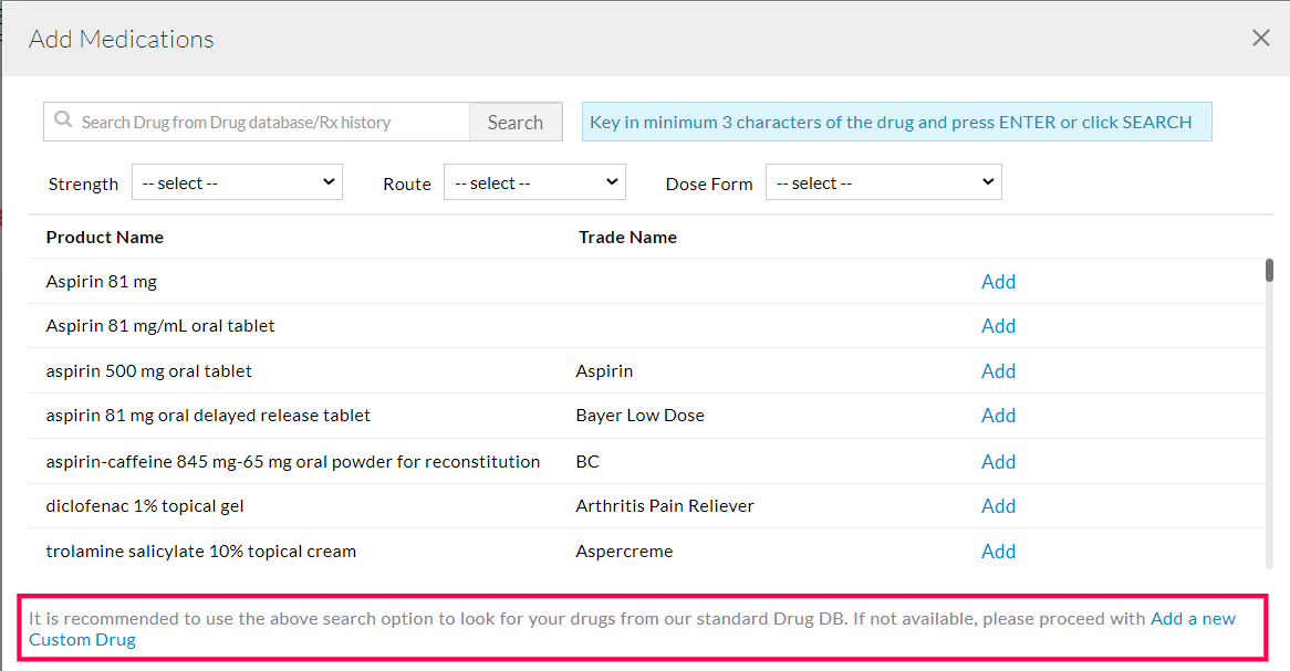 Add a New Custom Drug Option