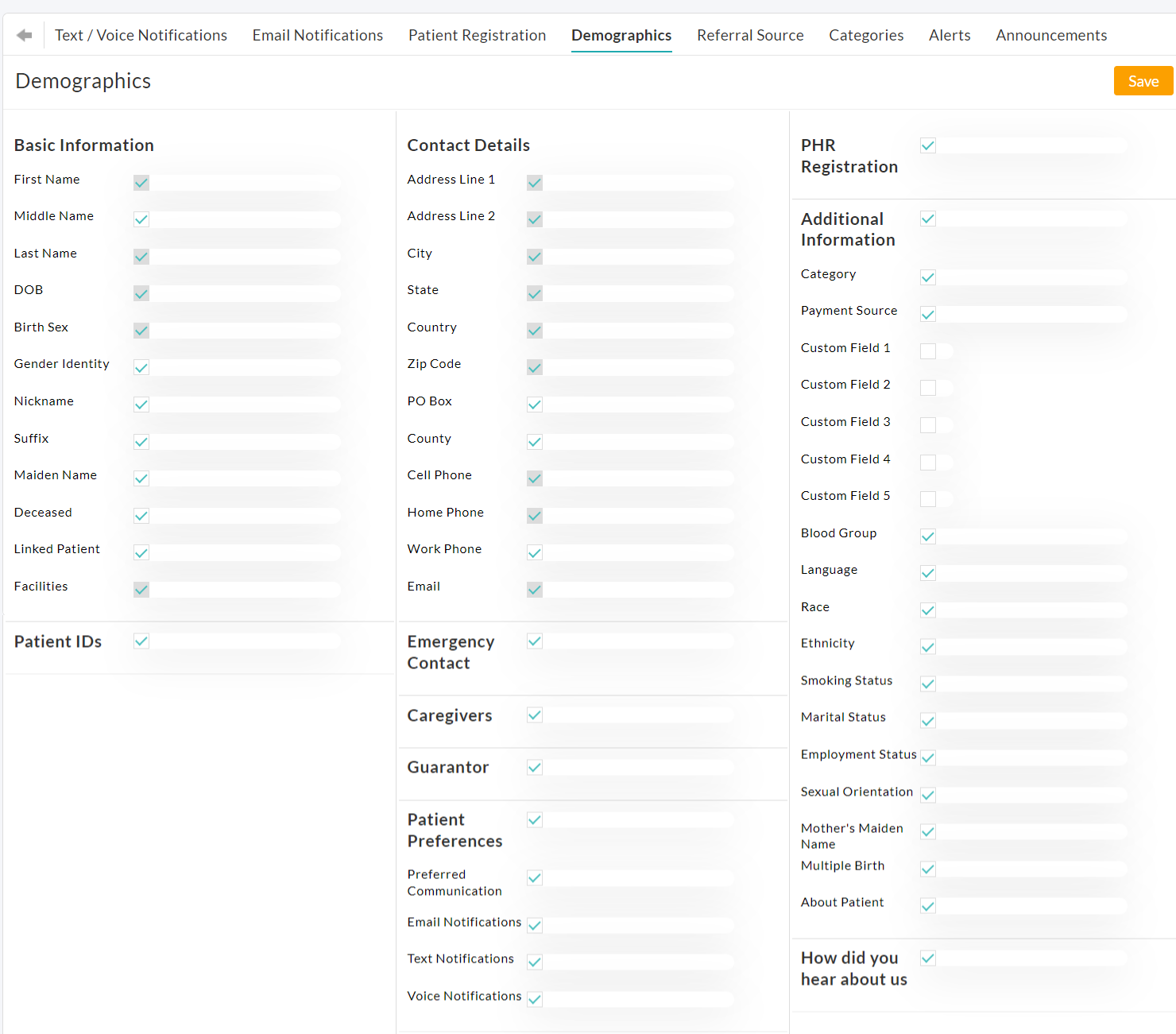 Configure Demographics