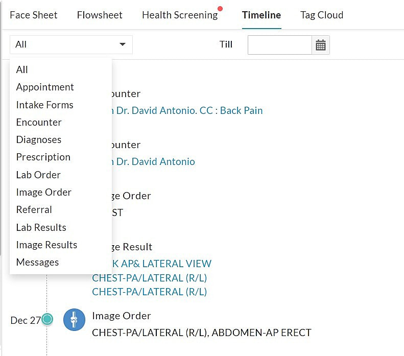 Patient Timeline Options