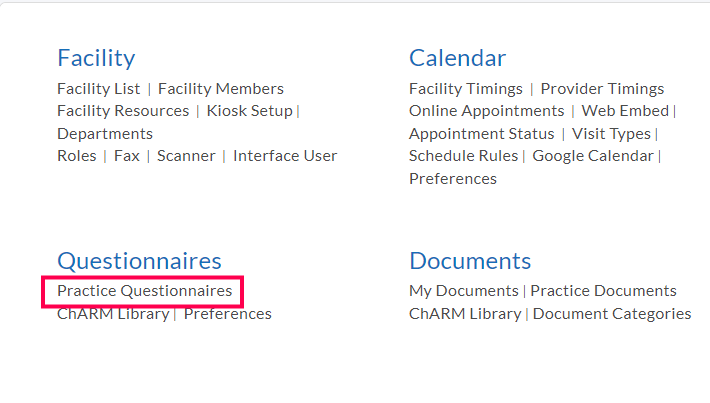 Practice Questionnaire