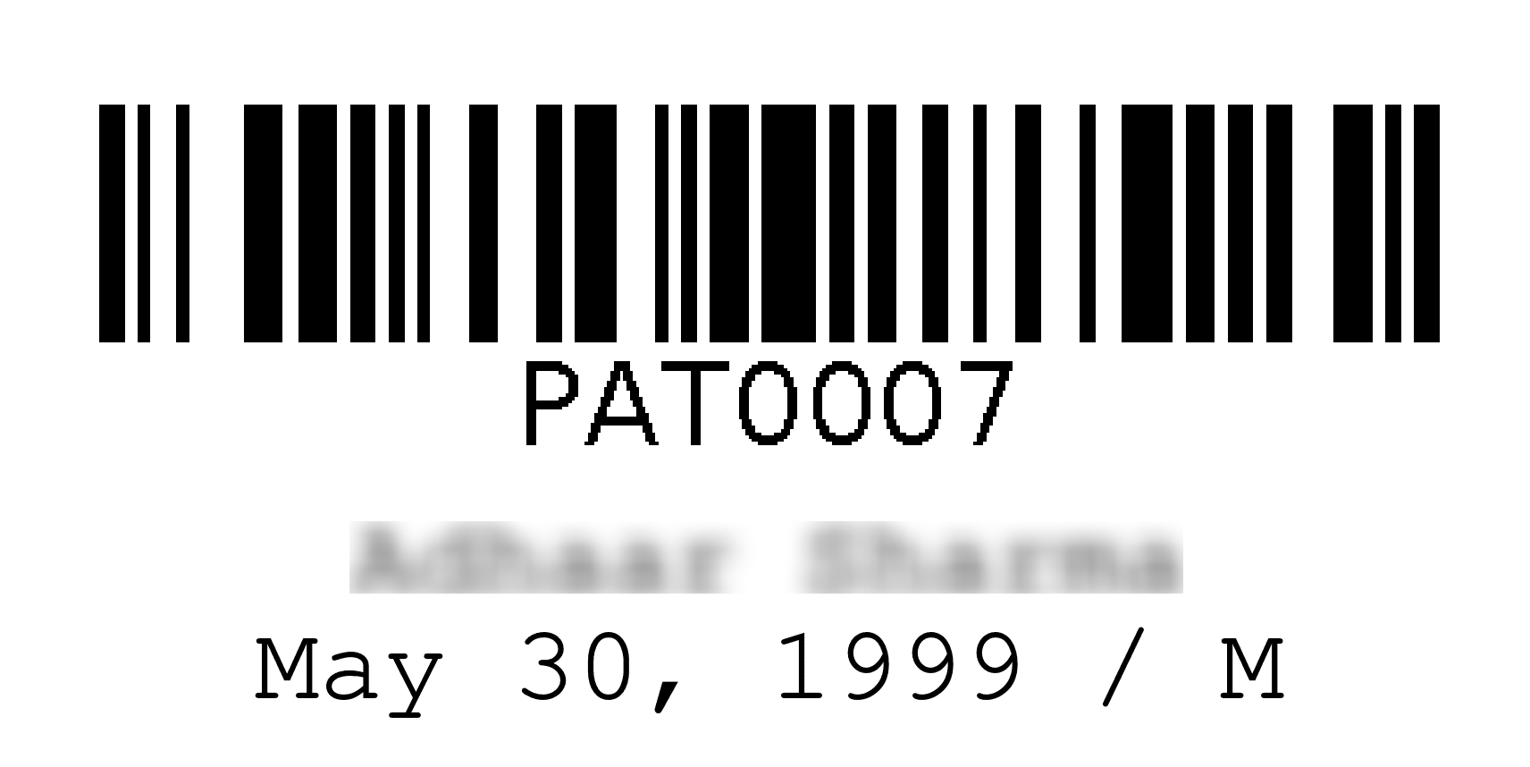 Print Patient Barcode