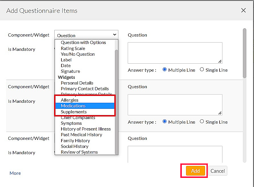 Required Widgets List