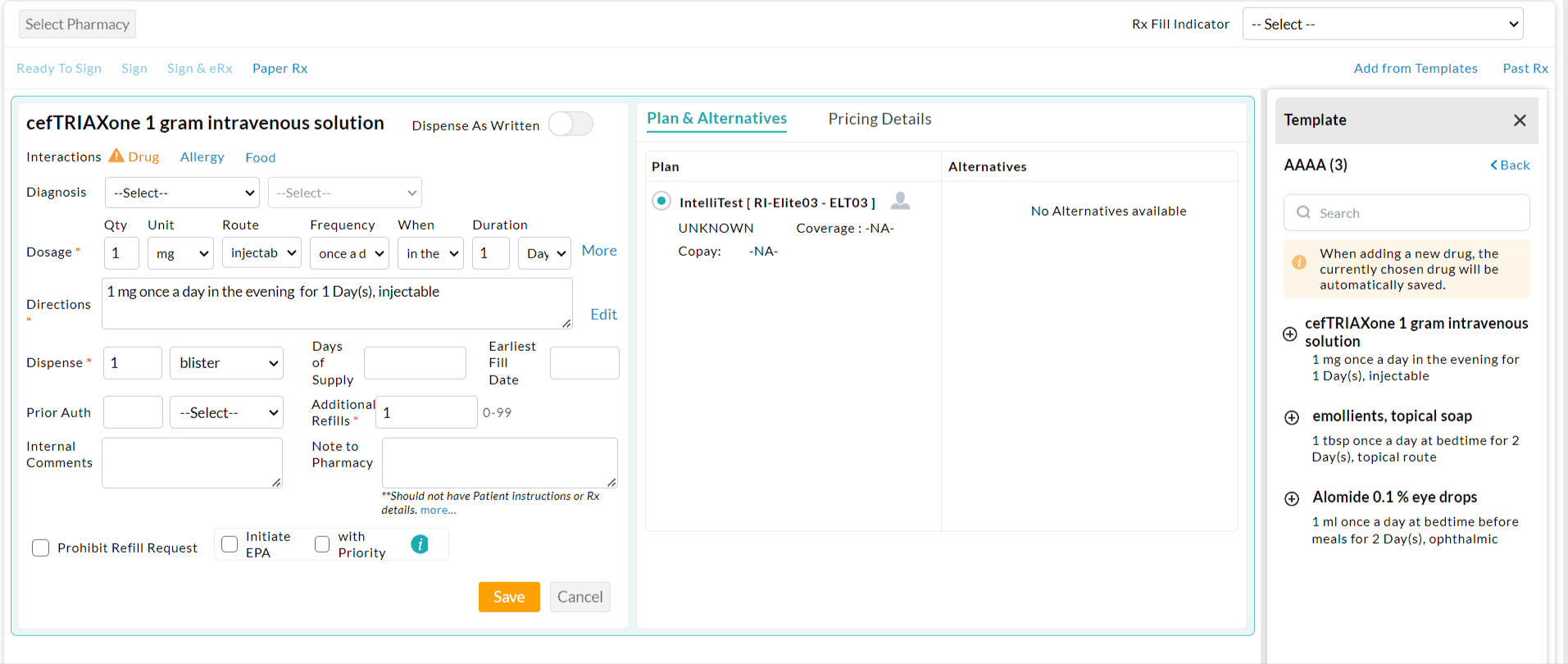 Add a Drug from Templates