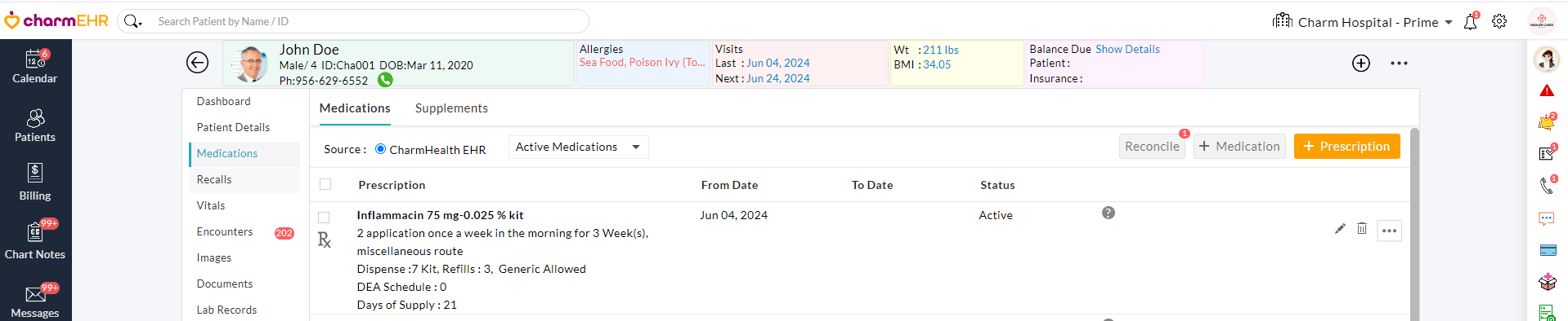 Add Prescriptions Option