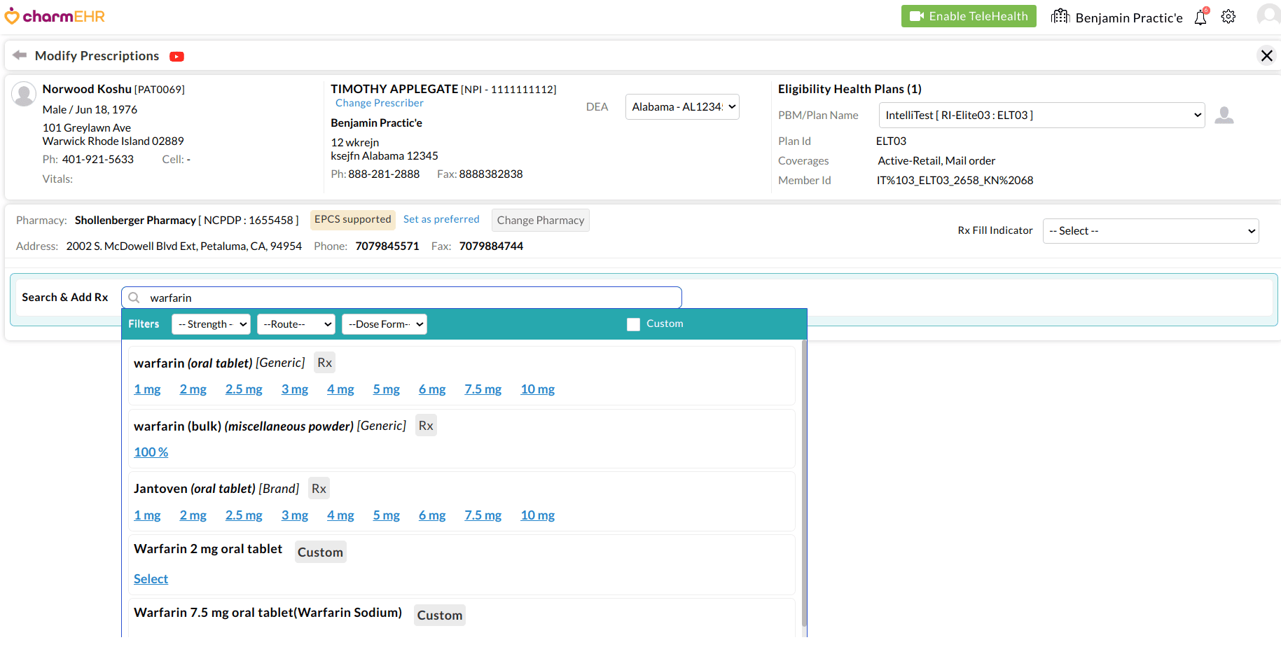 Modify Prescriptions