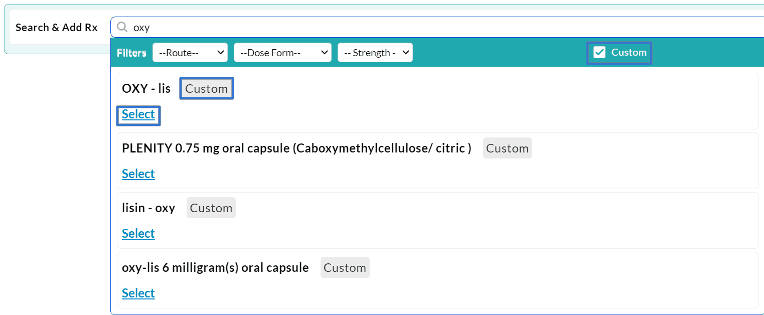 Search and Add Rx Custom