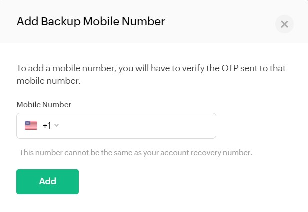 Add Backup Phone Number
