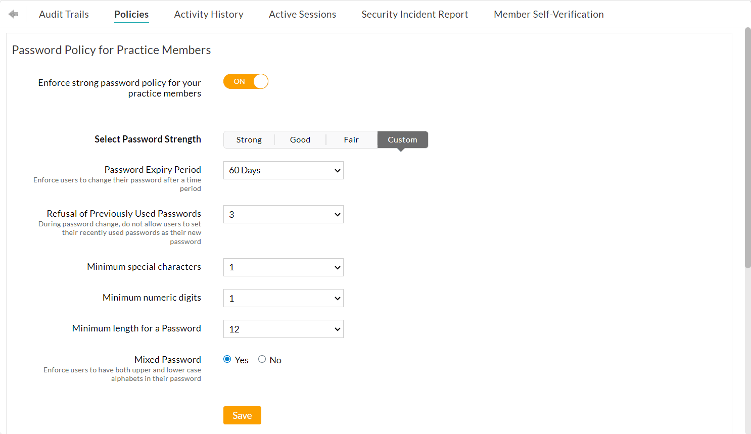 Password Policy for Practice Members