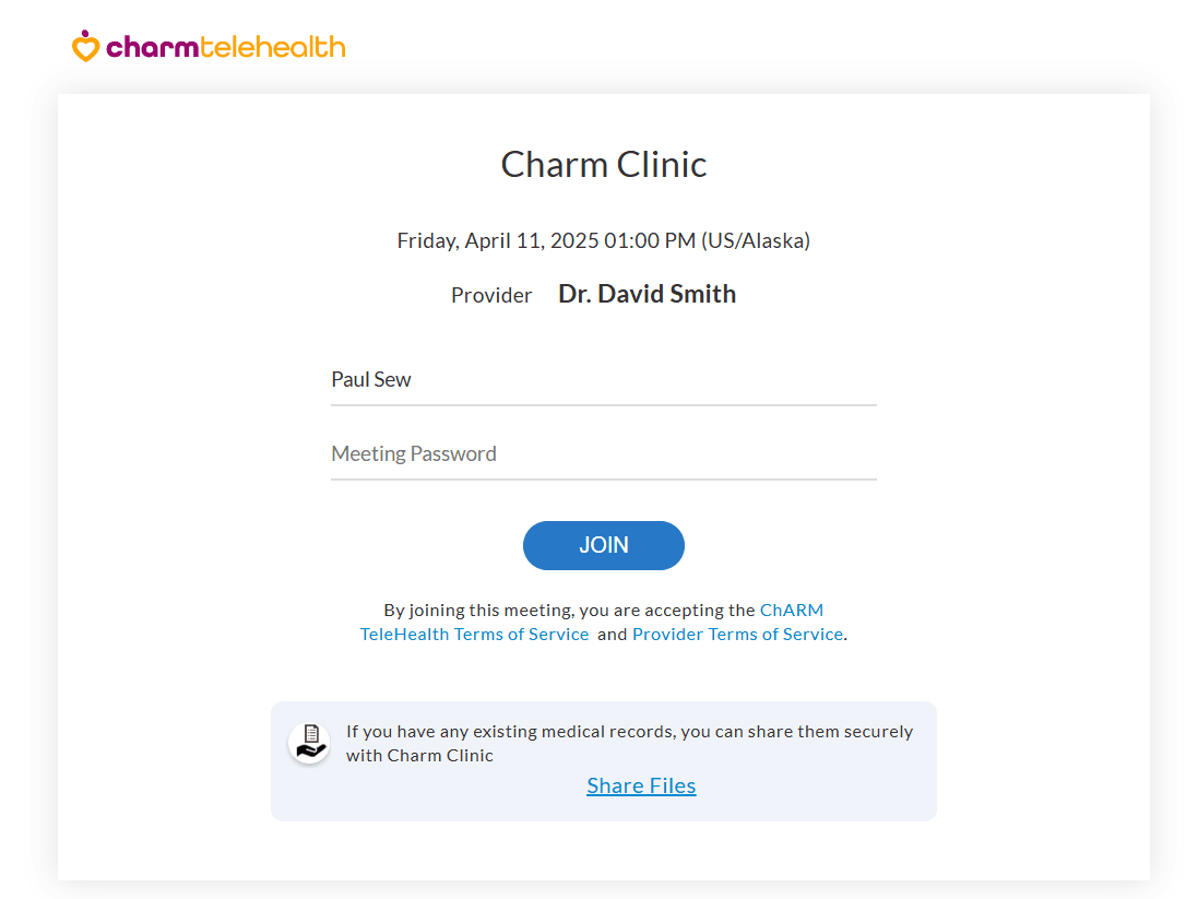 Join TeleHealth Appointment