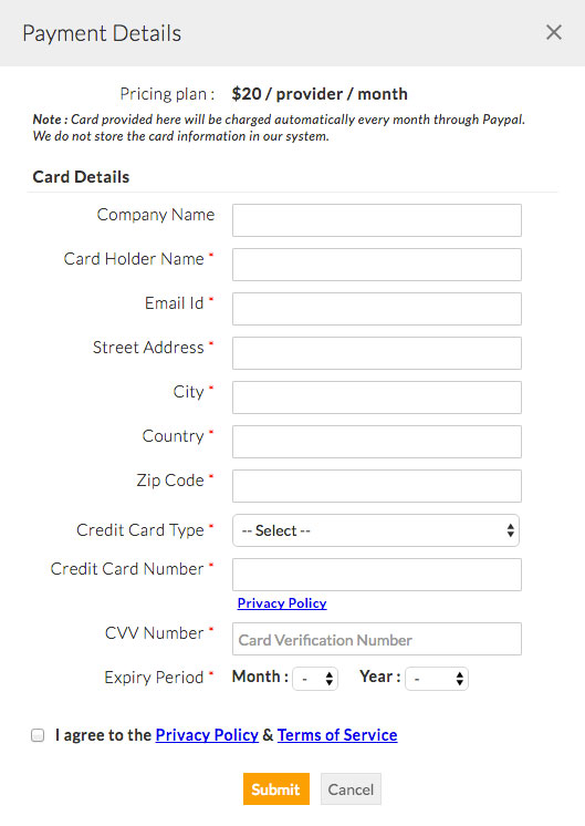 TeleHealth Payment Details