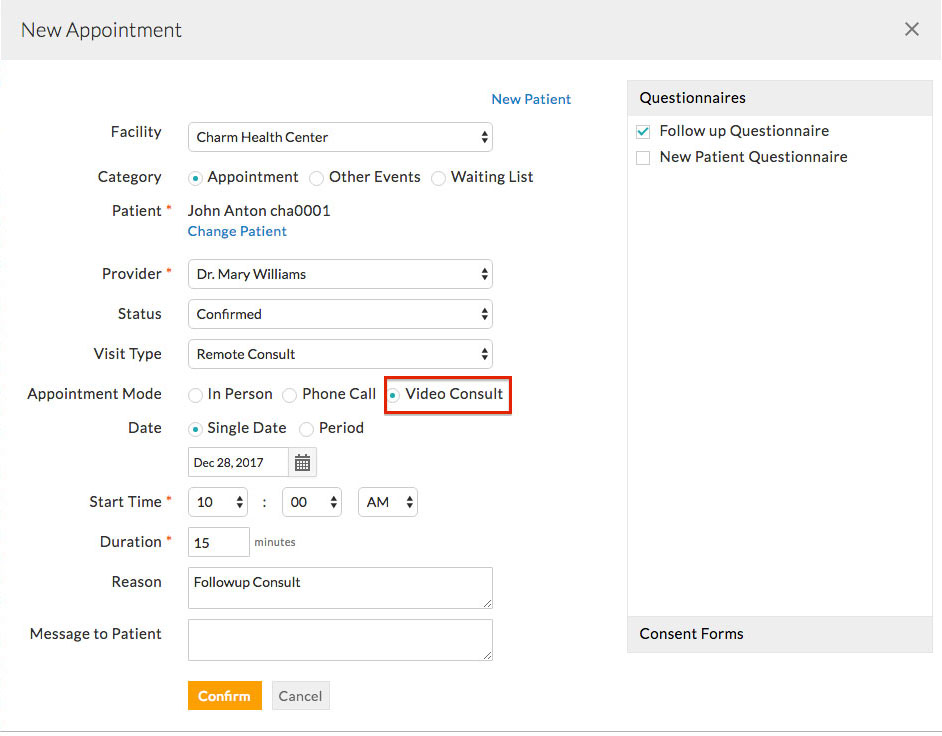 Video Consult Appointment