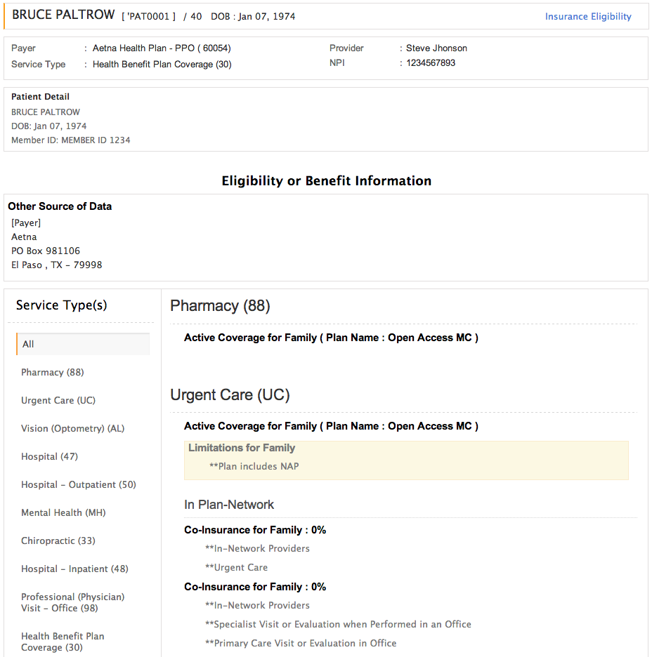 Patient Insurance Eligibility Check