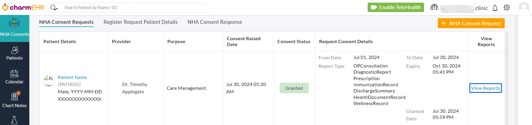 NHA Consent Requests View Reports NHA Consent Requests View Reports