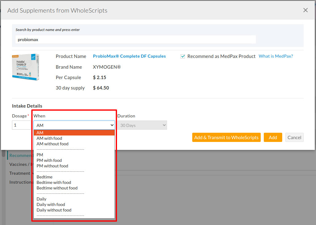 Add Supplements From WholeScripts Add Supplements From WholeScripts