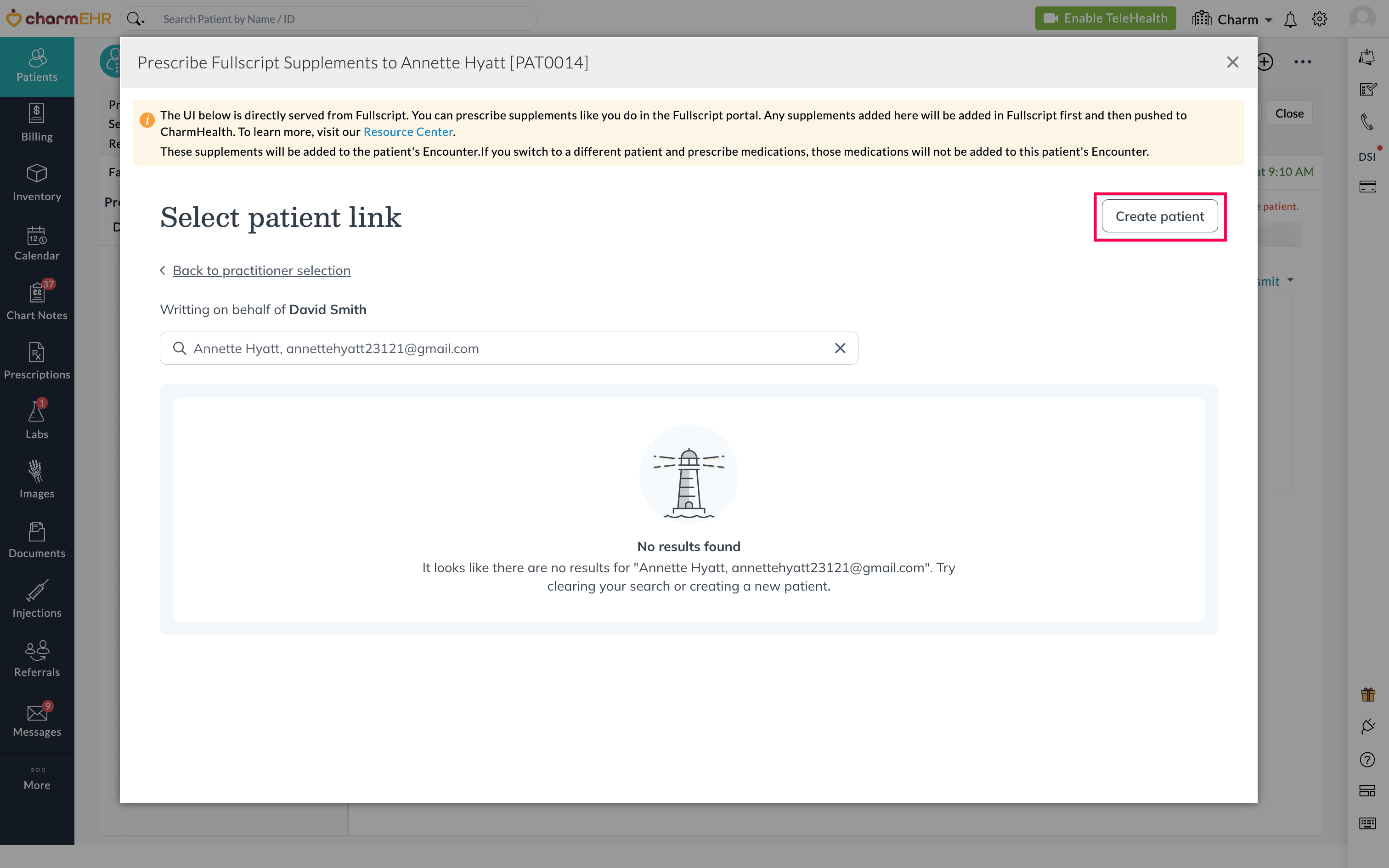 Create Patient in FullScript Create Patient in FullScript