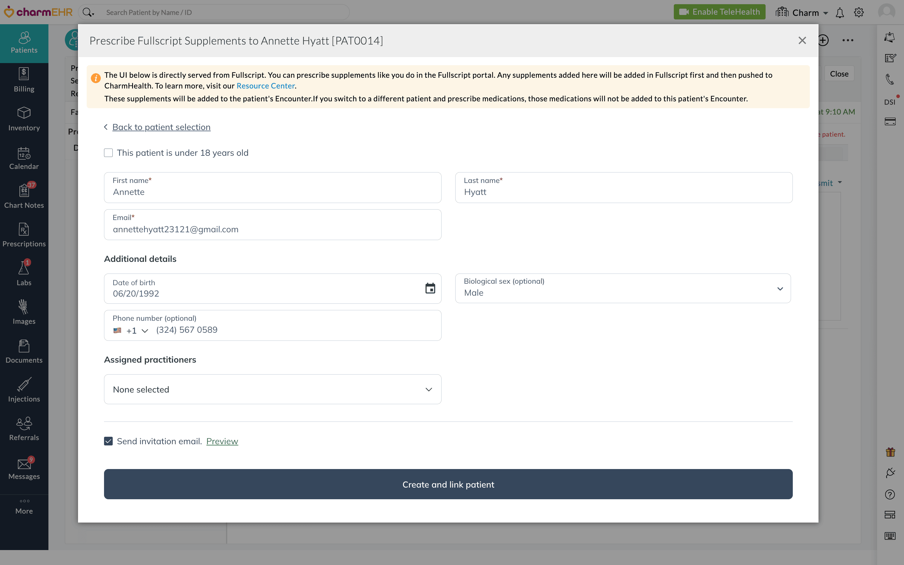 Create Patient Page Create Patient Page