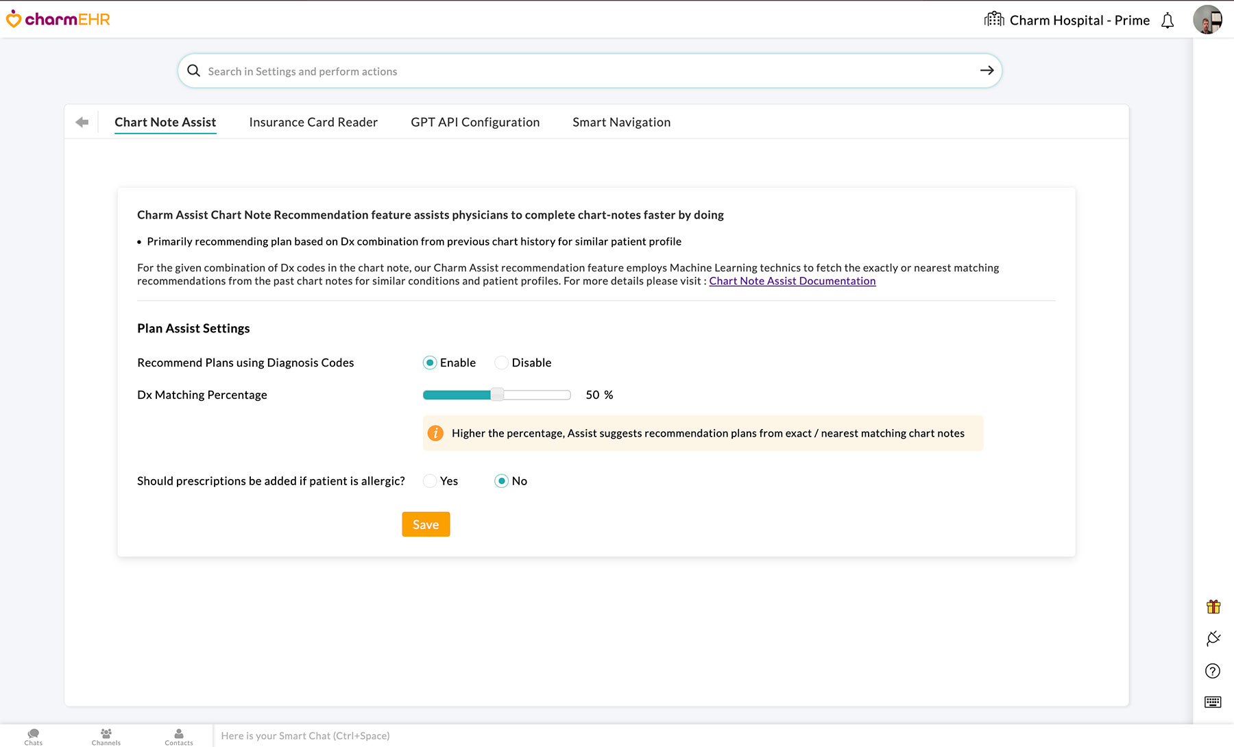 Customize Chart Note Assist