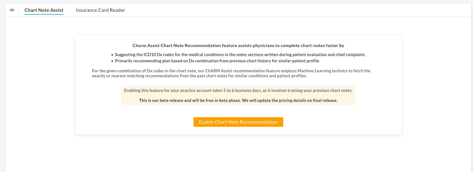 Enable Chart Note Assist