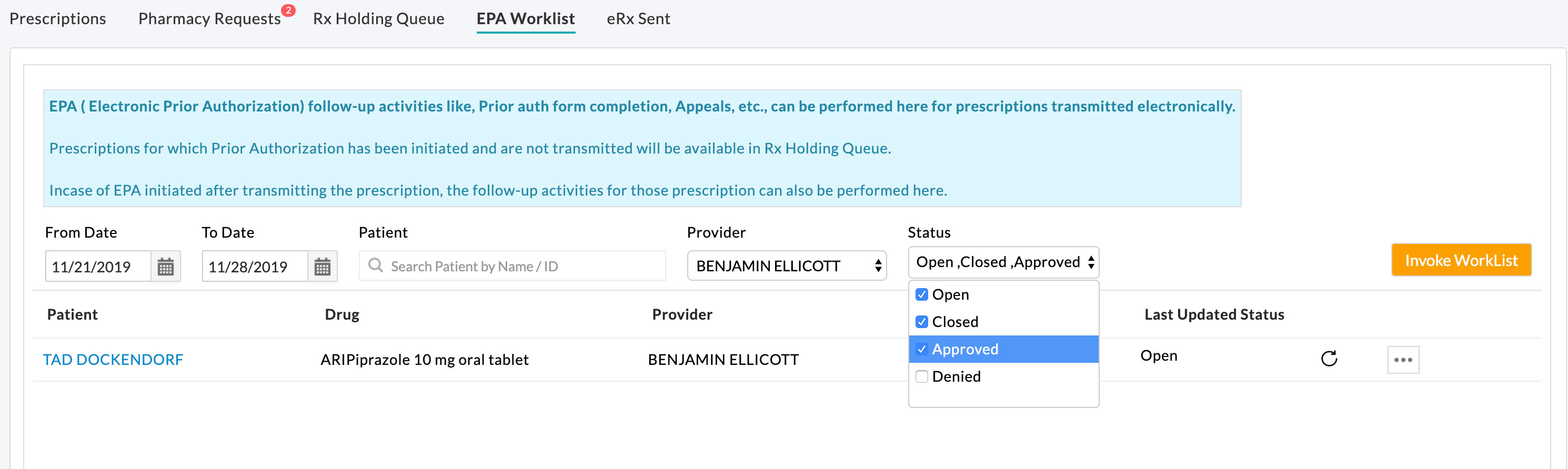EPA Status Filter EPA Status Filter