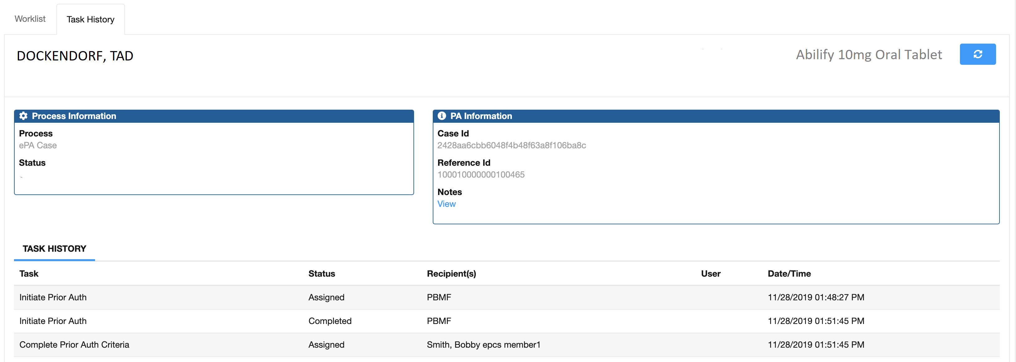 EPA Task History EPA Task History
