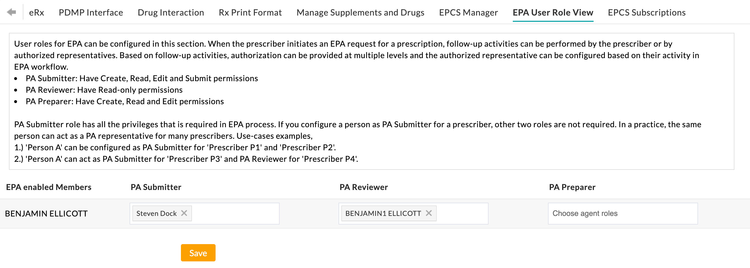 EPA User Role View EPA User Role View