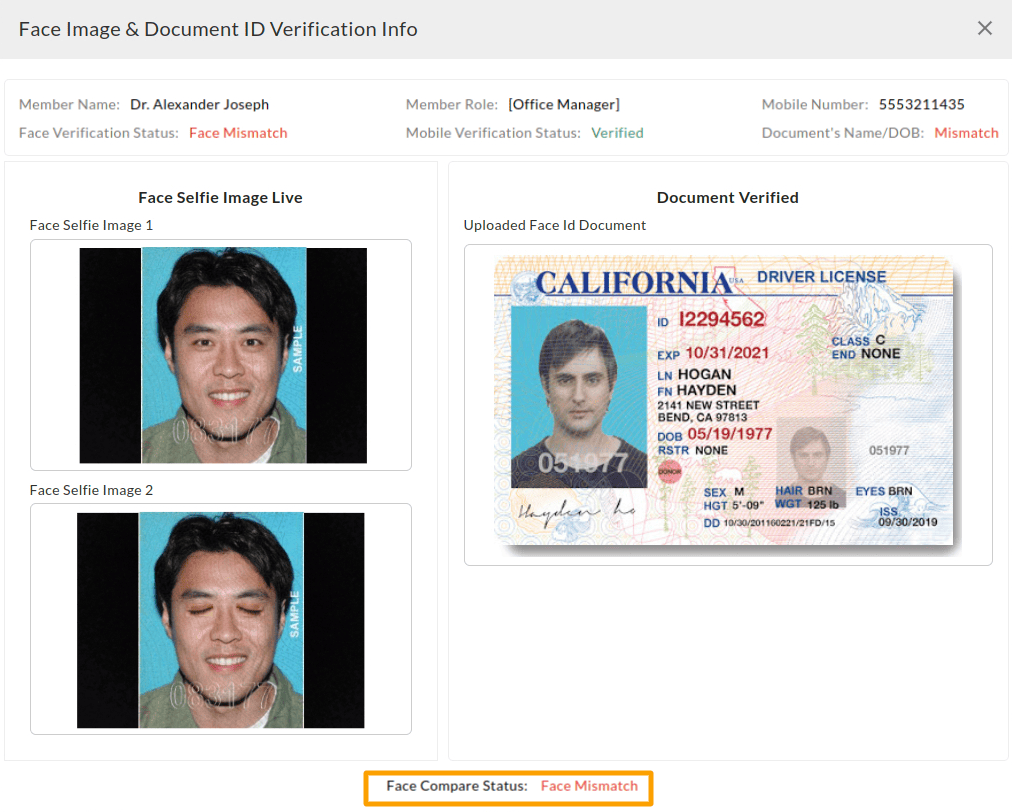 Face Image & Document ID Verification Info