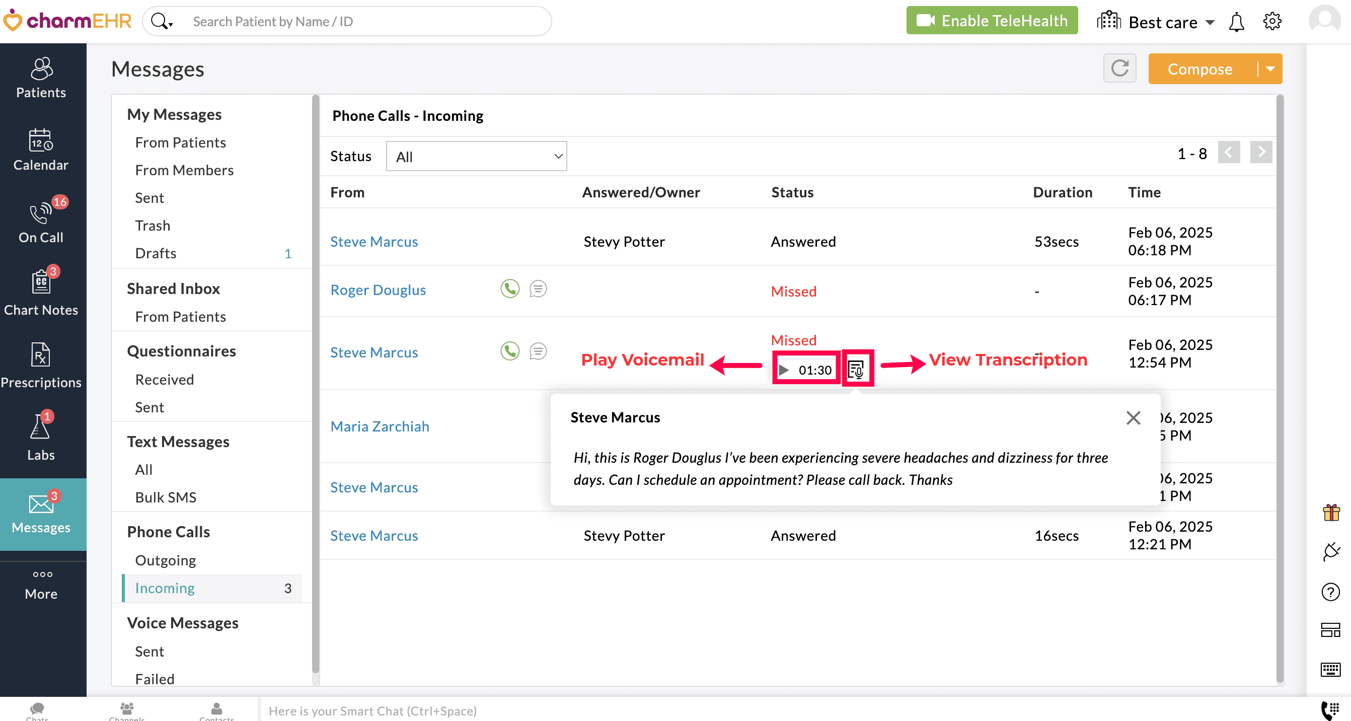 Listen to Voicemails Listen to Voicemails
