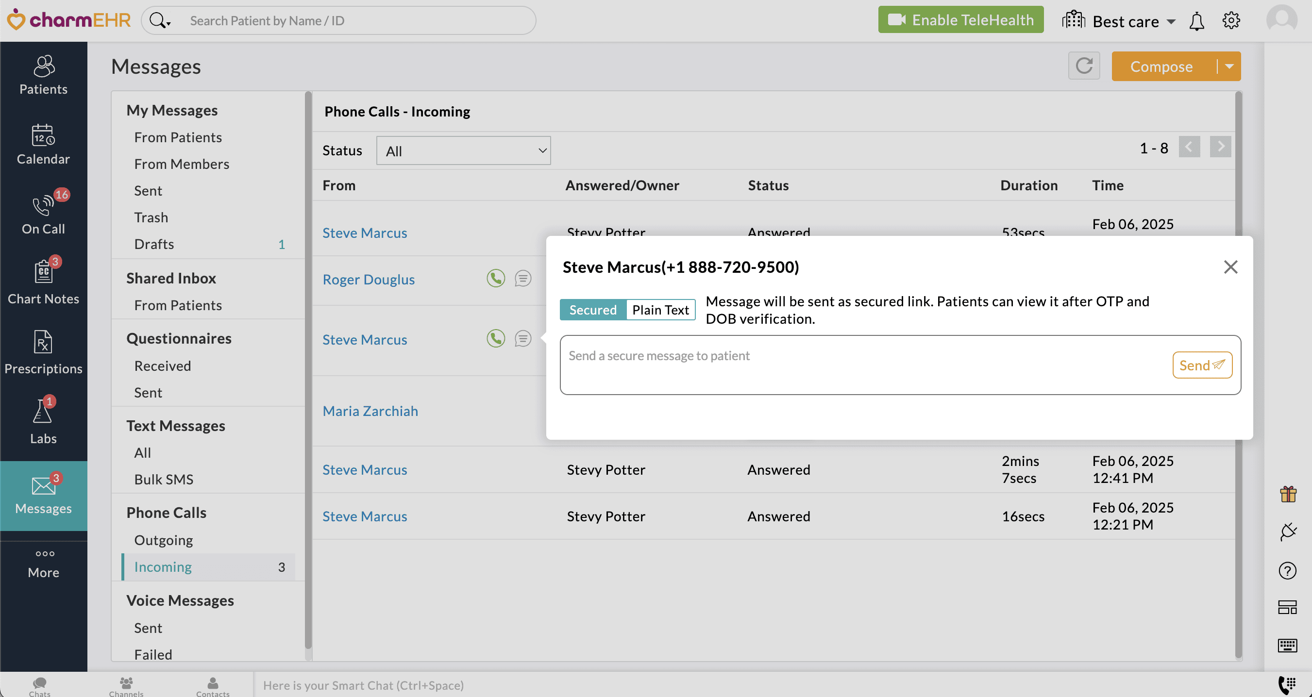 Phone Calls and Message Phone Calls and Message