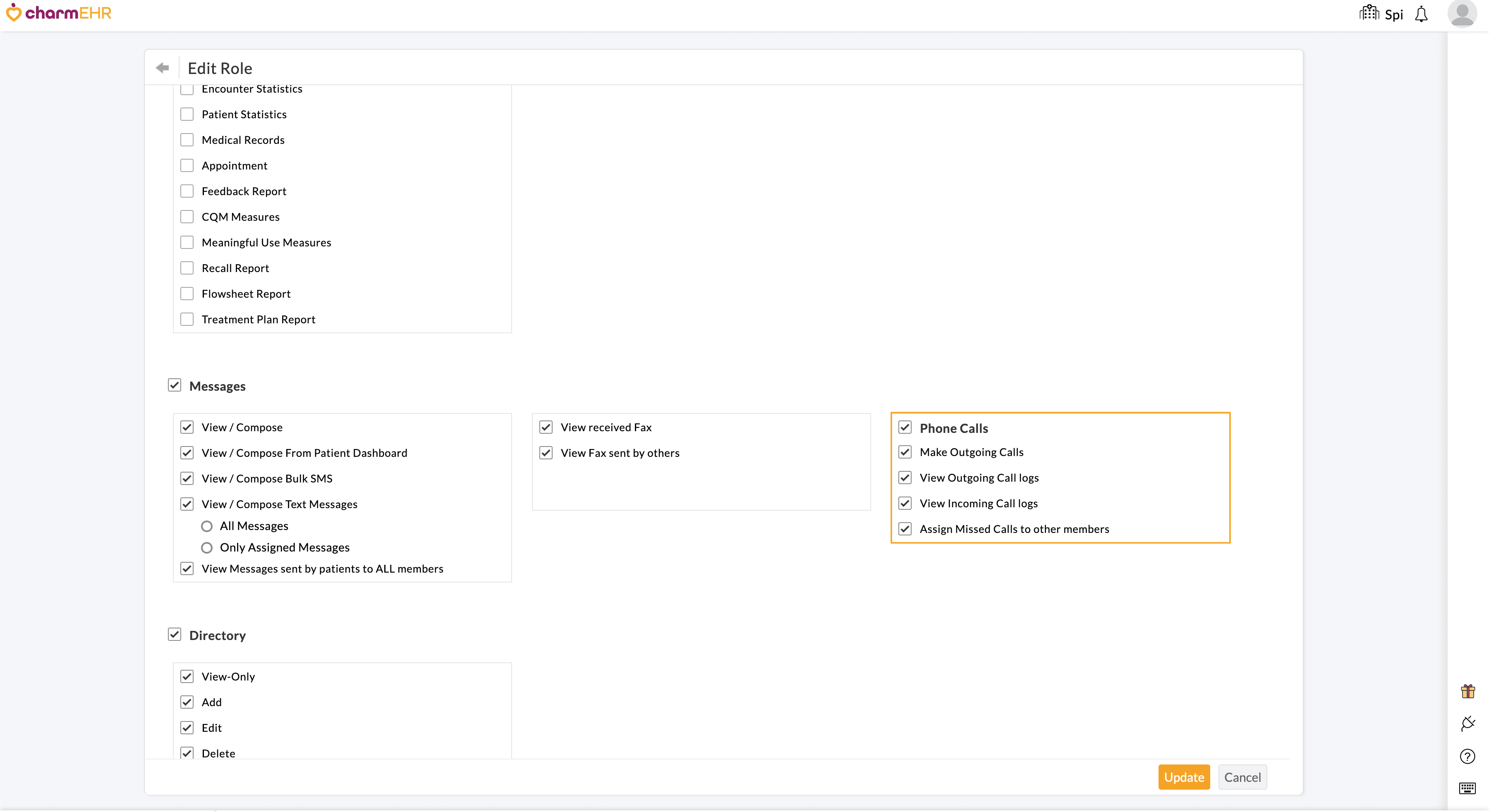 Phone Calls Role Privileges Phone Calls Role Privileges