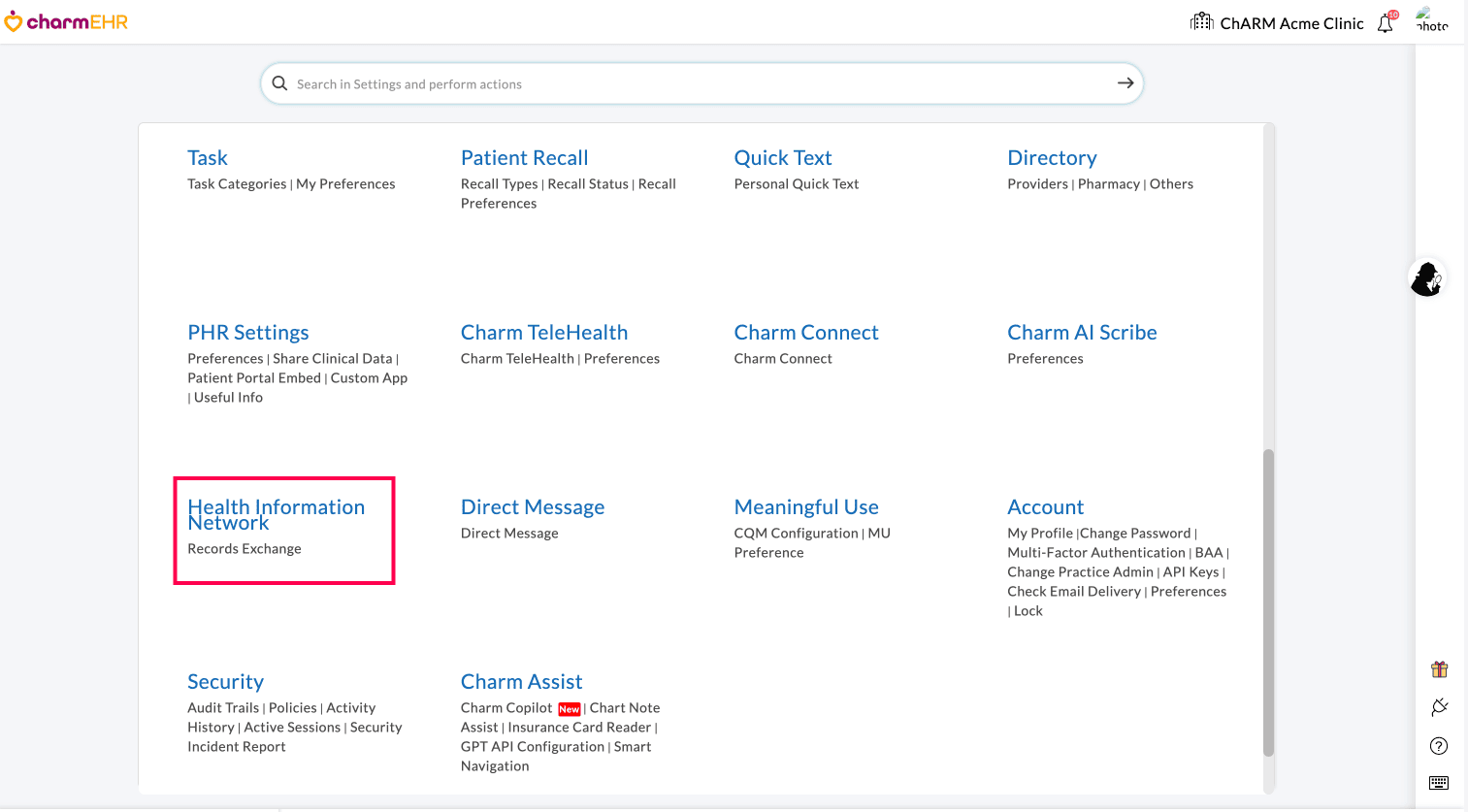 Settings Records Exchange