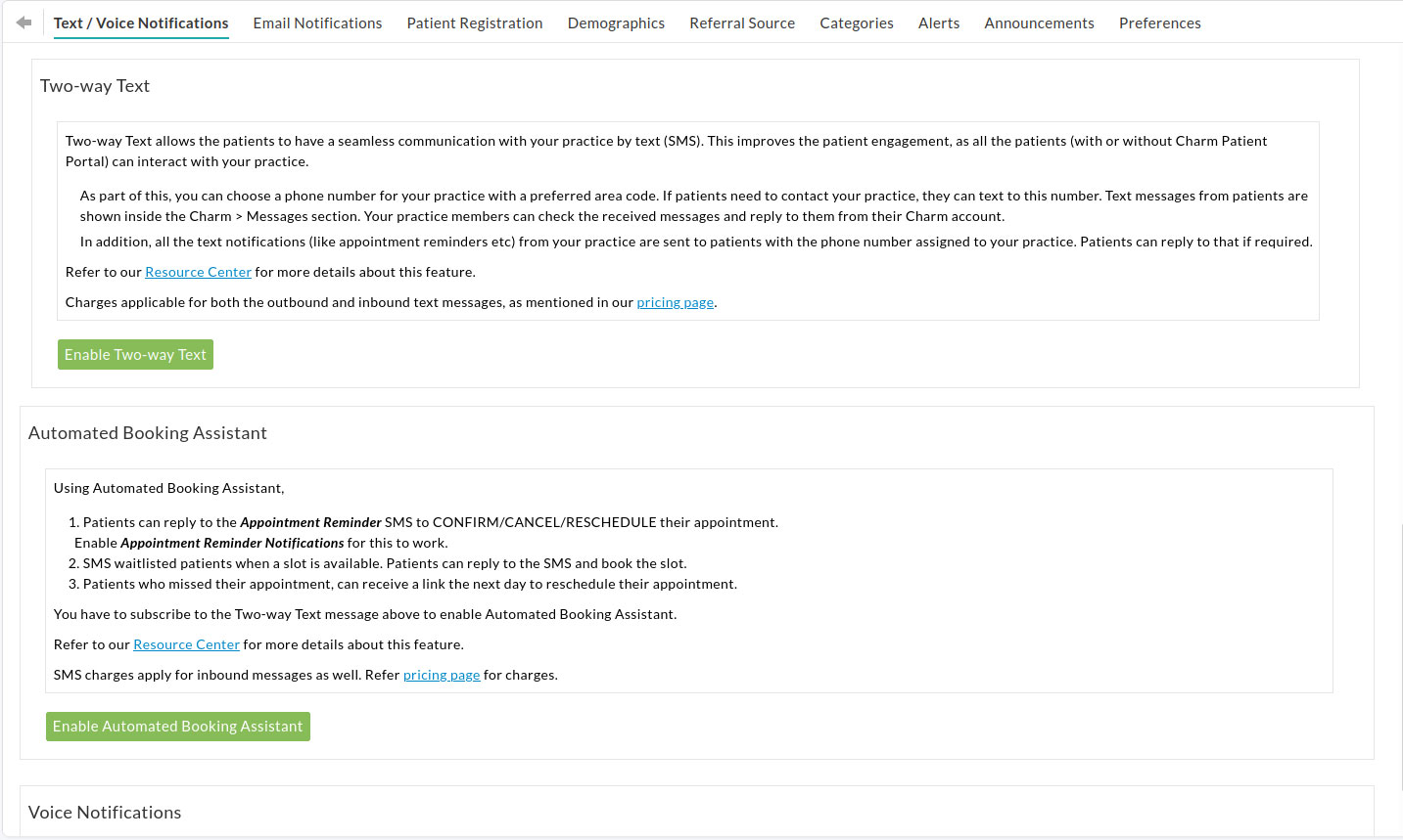 Text/Voice Notifications Additional Features