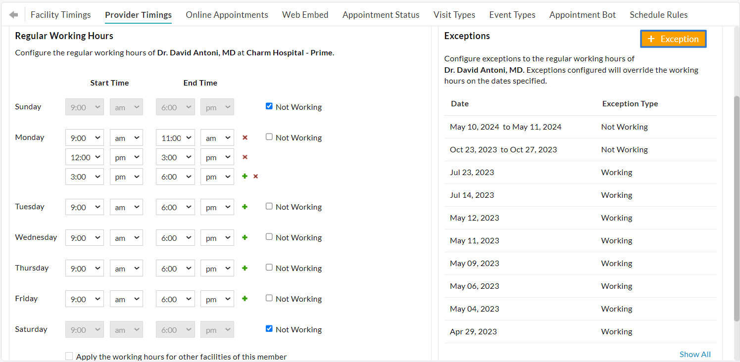 Charm EHR - Appointment Settings