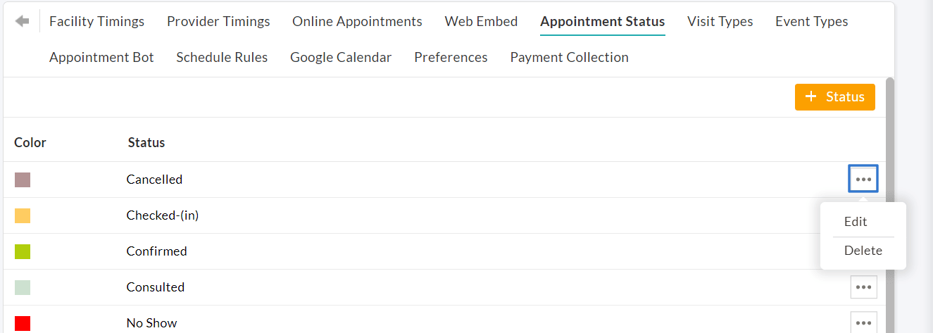 Appointment Status Edit