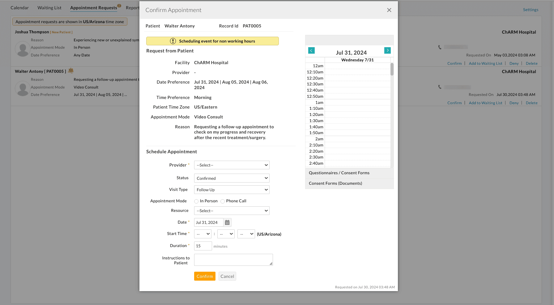 Assign Provider and Confirm Appointment Assign Provider and Confirm Appointment