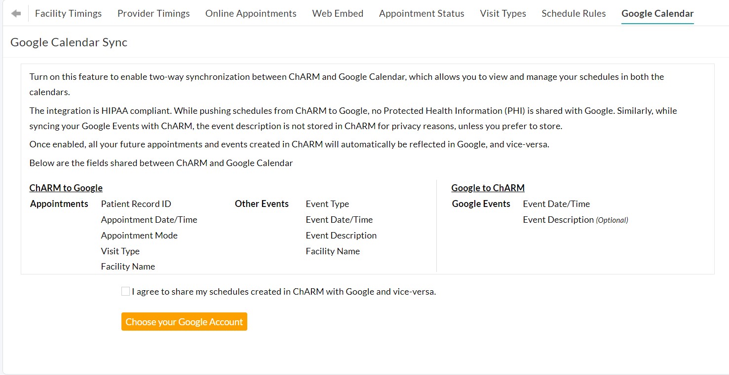 Charm EHR Google Calendar Integration And Sync