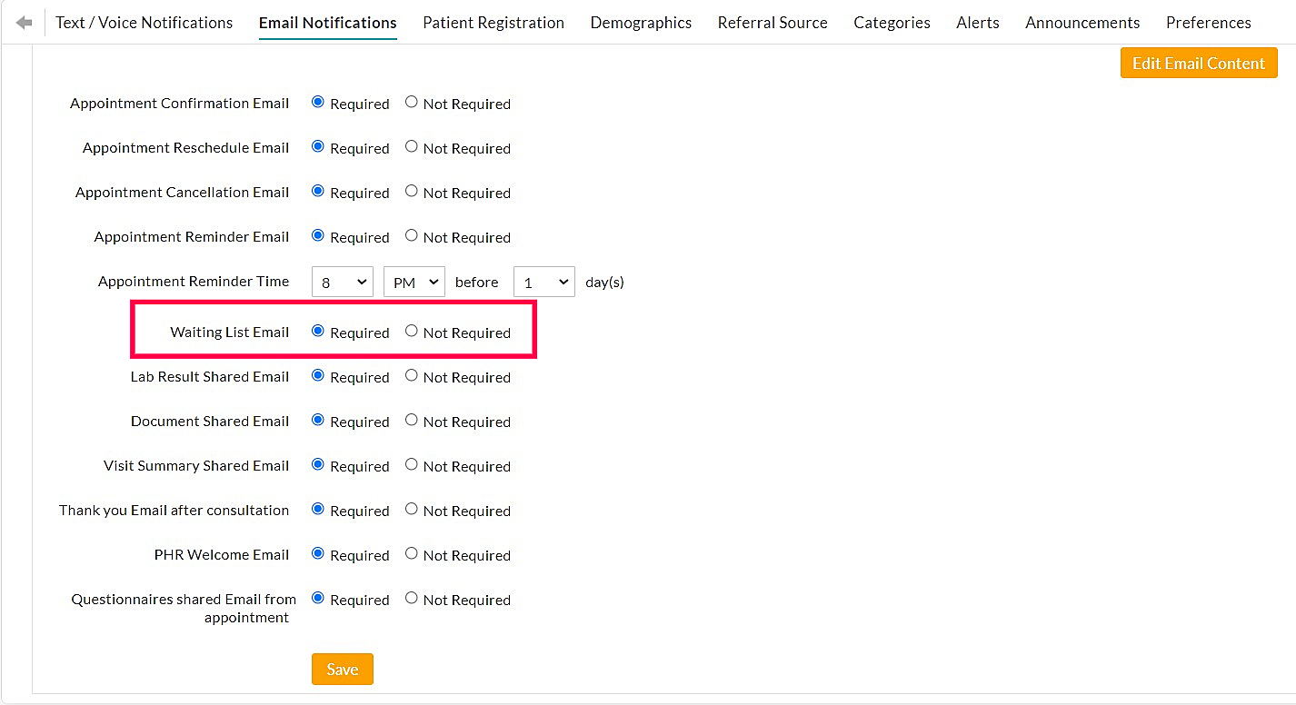 Waiting List Appointment Email Notification Waiting List Appointment Email Notification