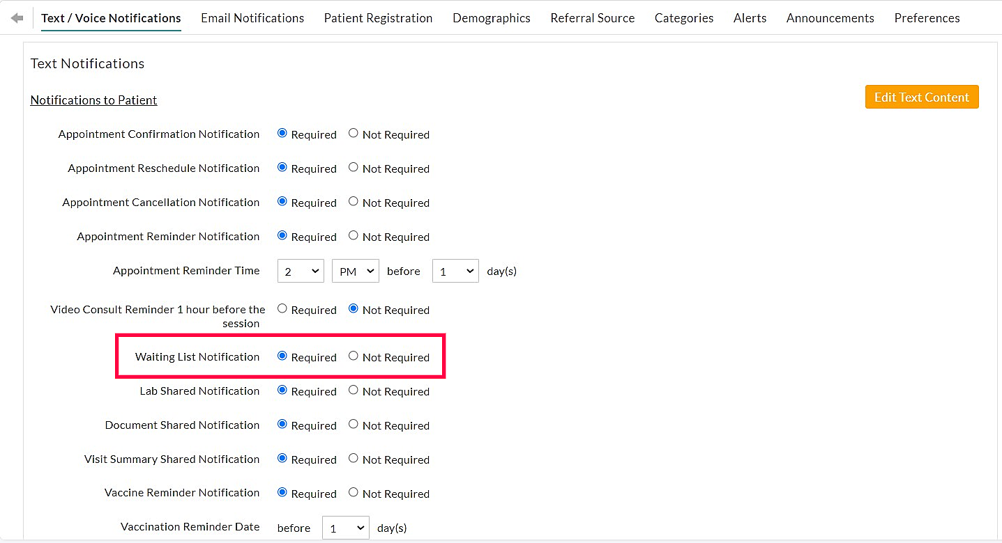 Waiting List Appointment SMS Notification Waiting List Appointment SMS Notification