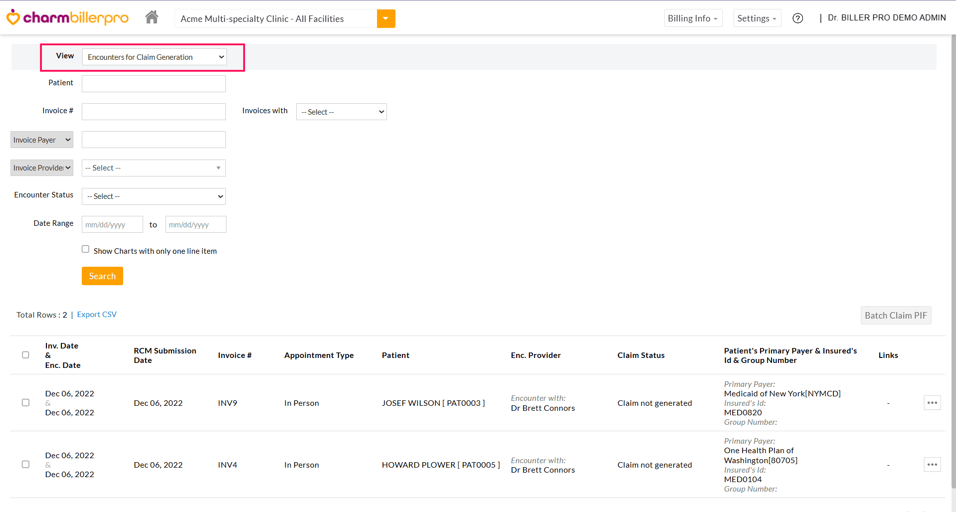 Encounters for Claim Genration View