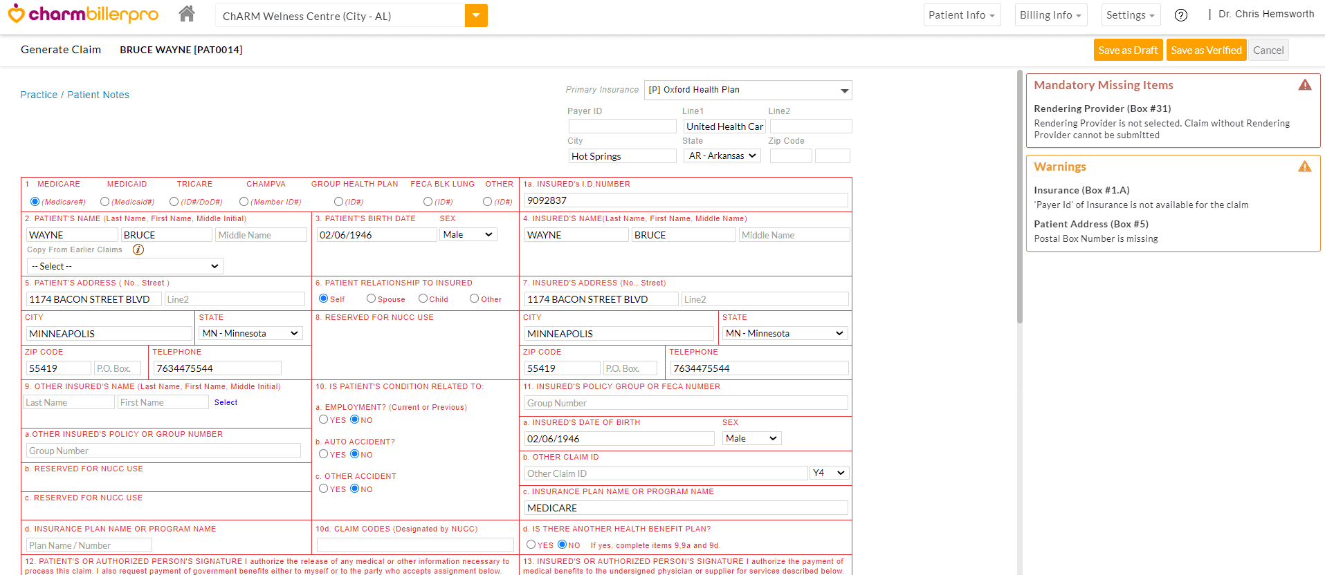 Generate Claims for Practices not Using CharmHealth EHR