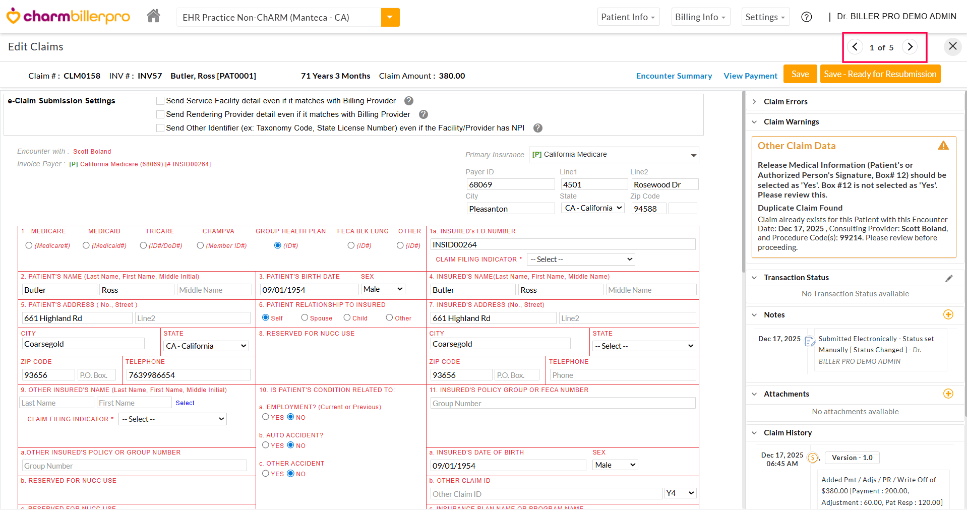 Go to Next Claim Option