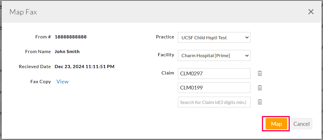 Map Fax Screen Map Fax Screen