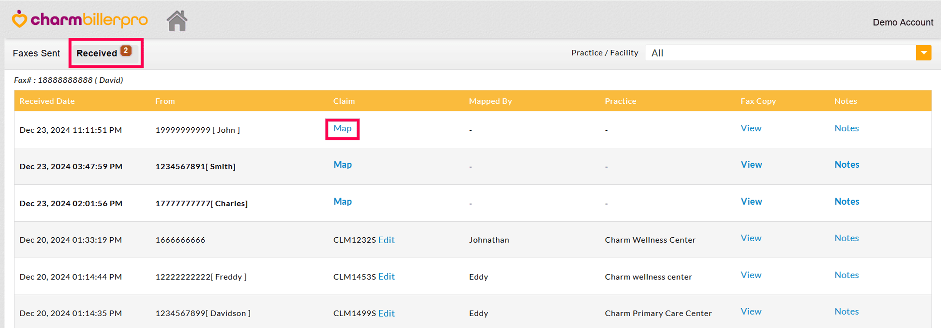Map Fax to Claims Map Fax to Claims