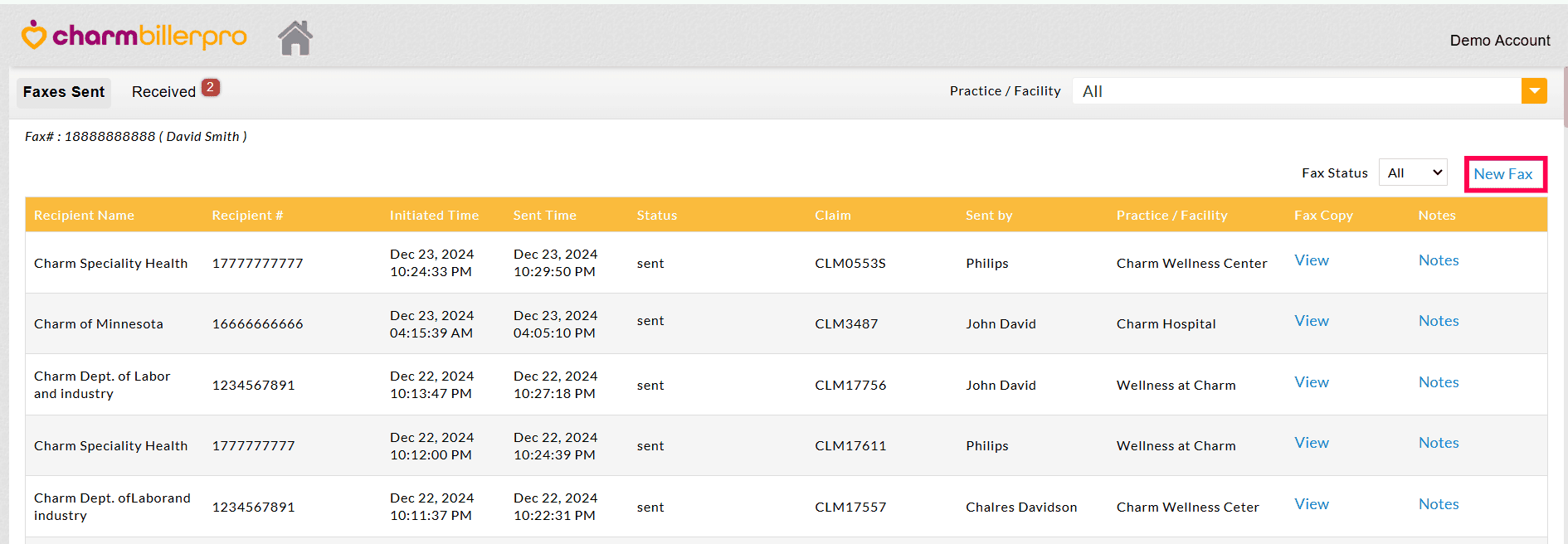 New Fax From Fax Page New Fax From Fax Page